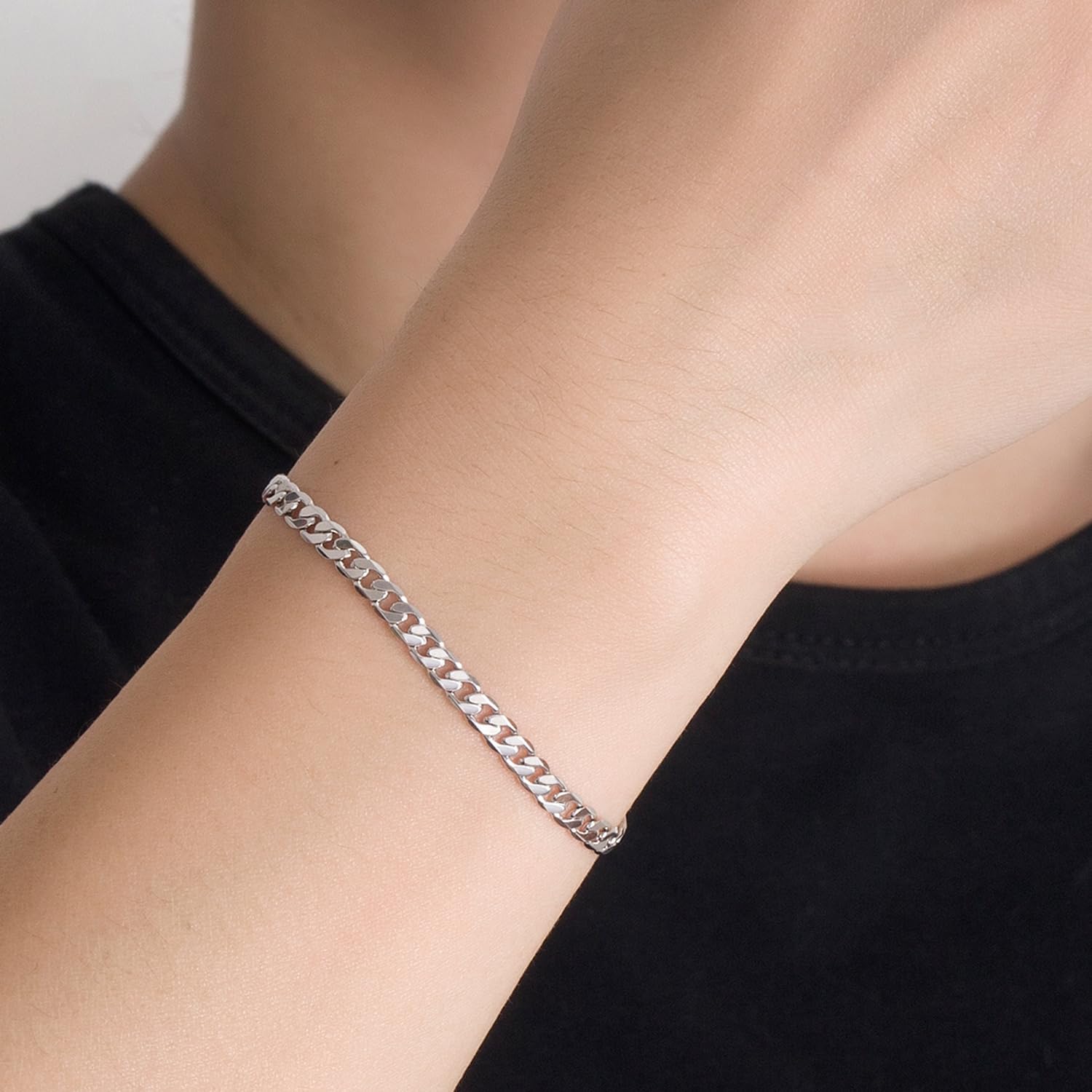 Dankadi Italy 925 Sterling Silver Men Bracelet 3-4-5MM Diamond Cut Cuban Link Chain 5.9 "6.3" 7" 7.5" 8" 8.5" 9" Fine Cuff Jewelry Gifts For Women