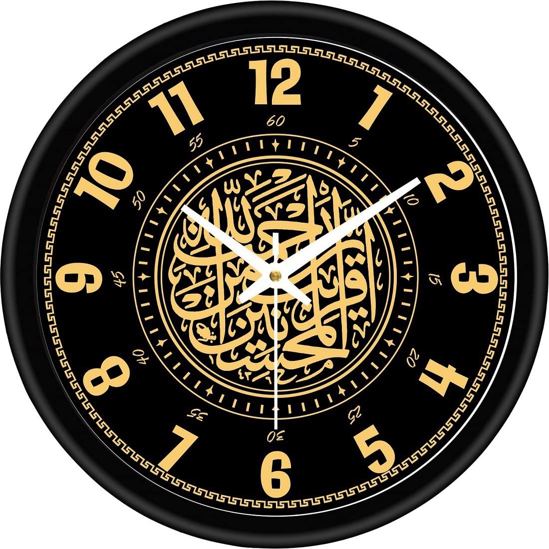 PR Enterprises Islamic Wall Clock, 25 cm x 25 cm, Multicolour (including Black), Antique Style, Silent, White Dial, Digital Display, Atomic Operation, Wall Mount, Living Room & Bedroom Decor