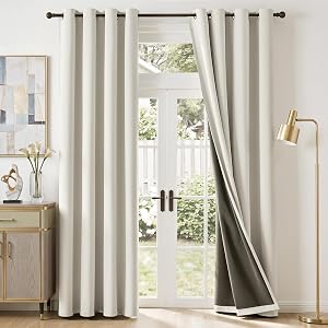 JINCHAN Blackout Curtains 2 Panels, Bedroom Living Room Curtains 84 Inches Long, Thermal Insluted Sound Proof Drapes 100% Light Blocking(W52 x L84 Inch, Cream White)