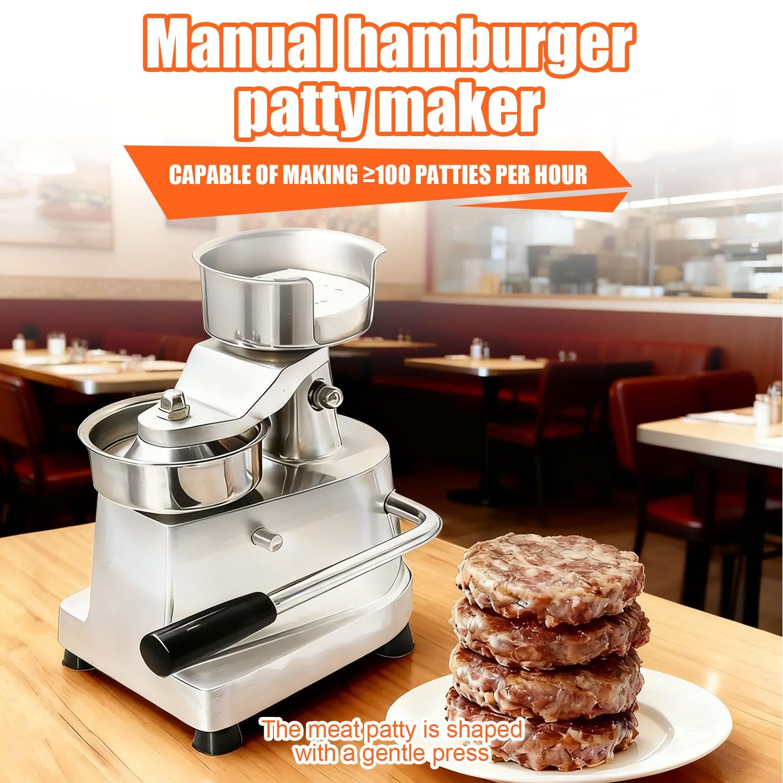 Prasa Do Hamburgerów Komercyjna Prasa Hamburger, Prasa Hamburger 4 5 6 Cali Ręczna, Forma Hamburger Do Restauracji I Domu(5in)