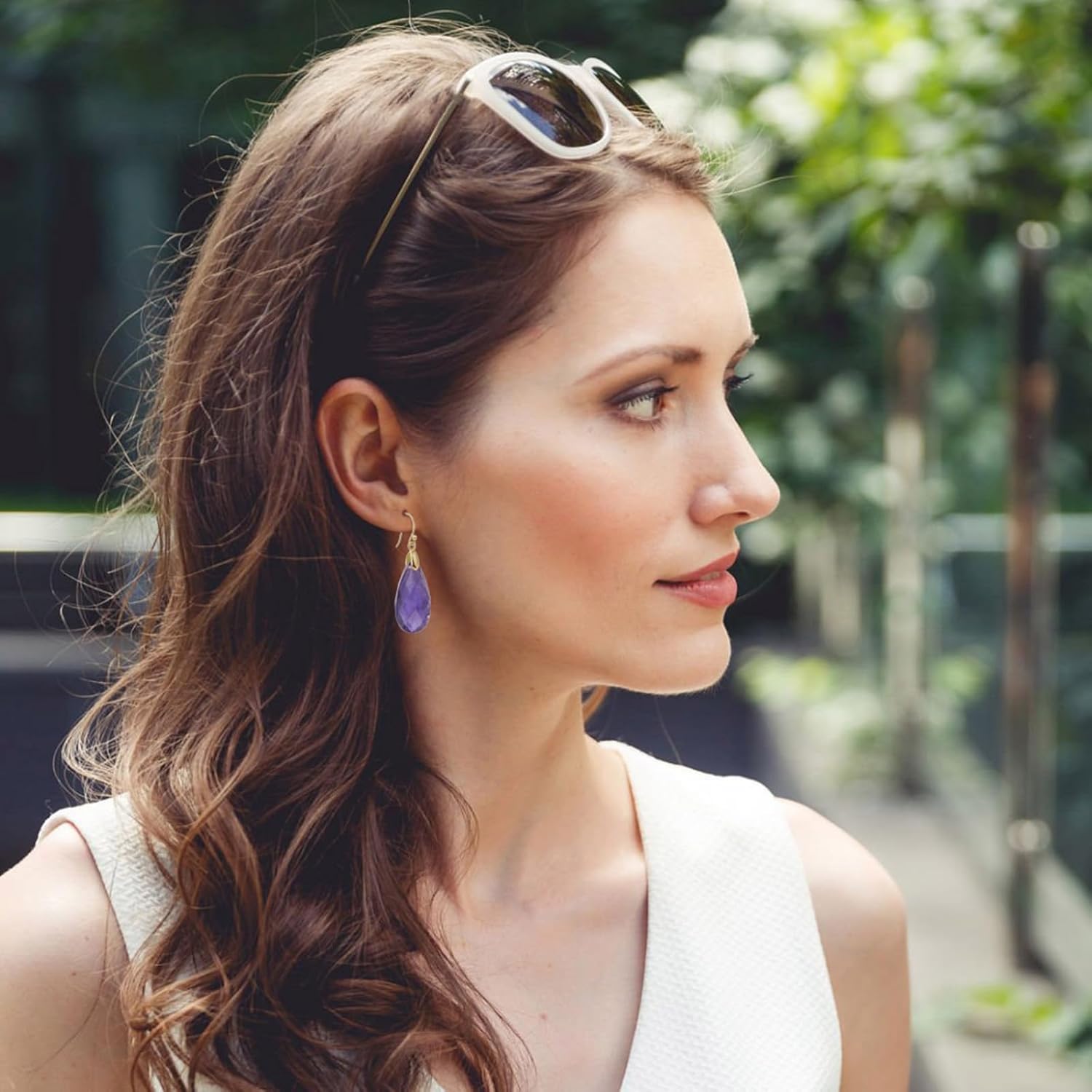 Crystal Earrings, Amethyst rose quartz labradorite Crystal Earrings 925 Sterling Silver Fish Hook, 14k Gold Plated Quartz Earrings for Women, Teardrop Gemstone Dangling Earrings for Lady. - Image 3