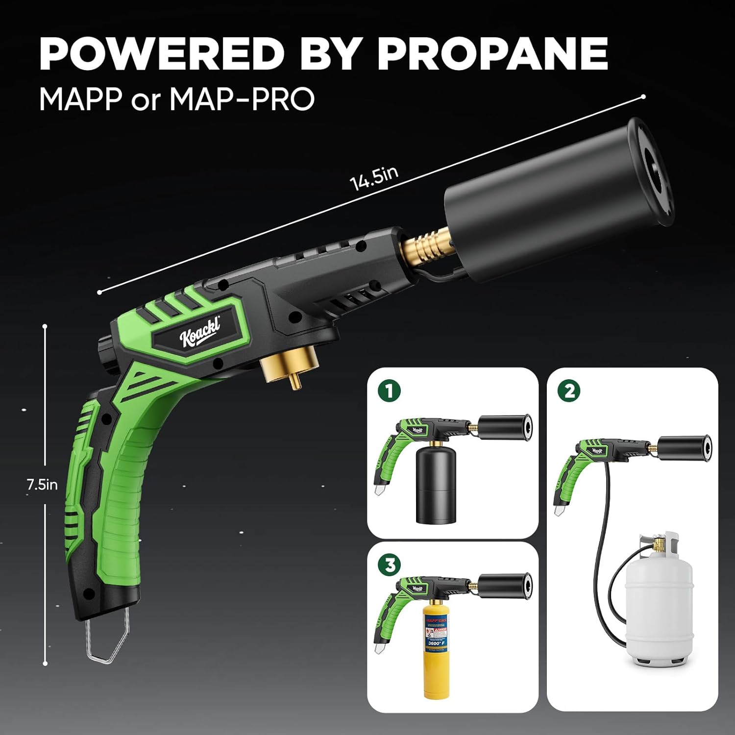 Powerful Propane Torch Head 2 Pack, Propane Torch Gun Campfire Starter, Charcoal Lighter, Welding Torch Head for Searing Steak, Soldering, Brazing, Stripping Paint(Tank Not Included)