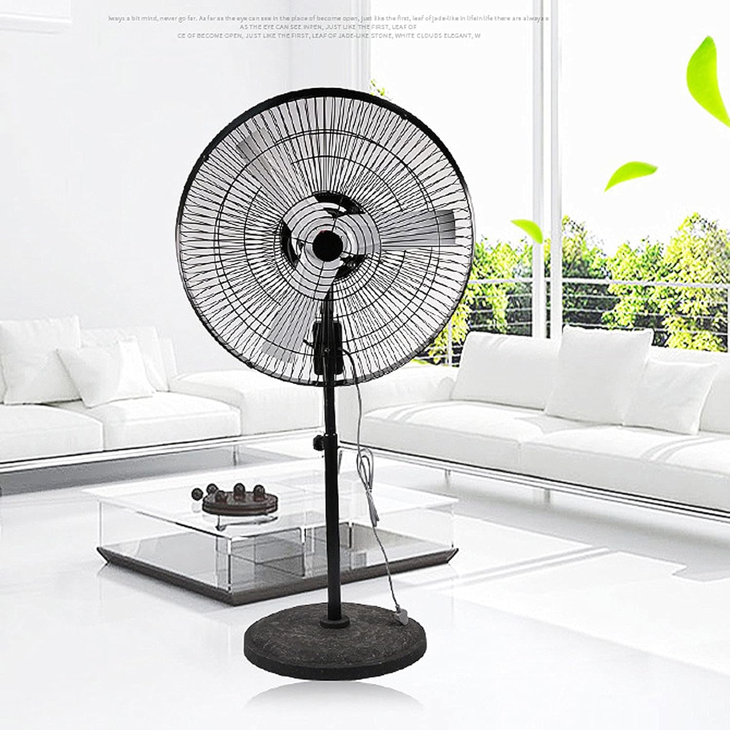 24 inch Outdoor Standing Floor Fan, Oscillating, Industrial Pedestal Fan, Aluminum Blades, for Industrial, Commercial, Residential, Greenhouse