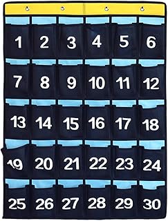 NIMES Numbered Organizer Classroom Pocket Chart for Cell Phones Calculators Holders Blue (30 Pockets)