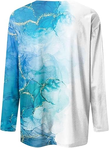 Miniatura 2 de Long Sleeve Shirts for Women Fall V-Neck Pullover Tees Blouse Loose Casual Sweatshirts Printed Long Sleeve Tunics Tops