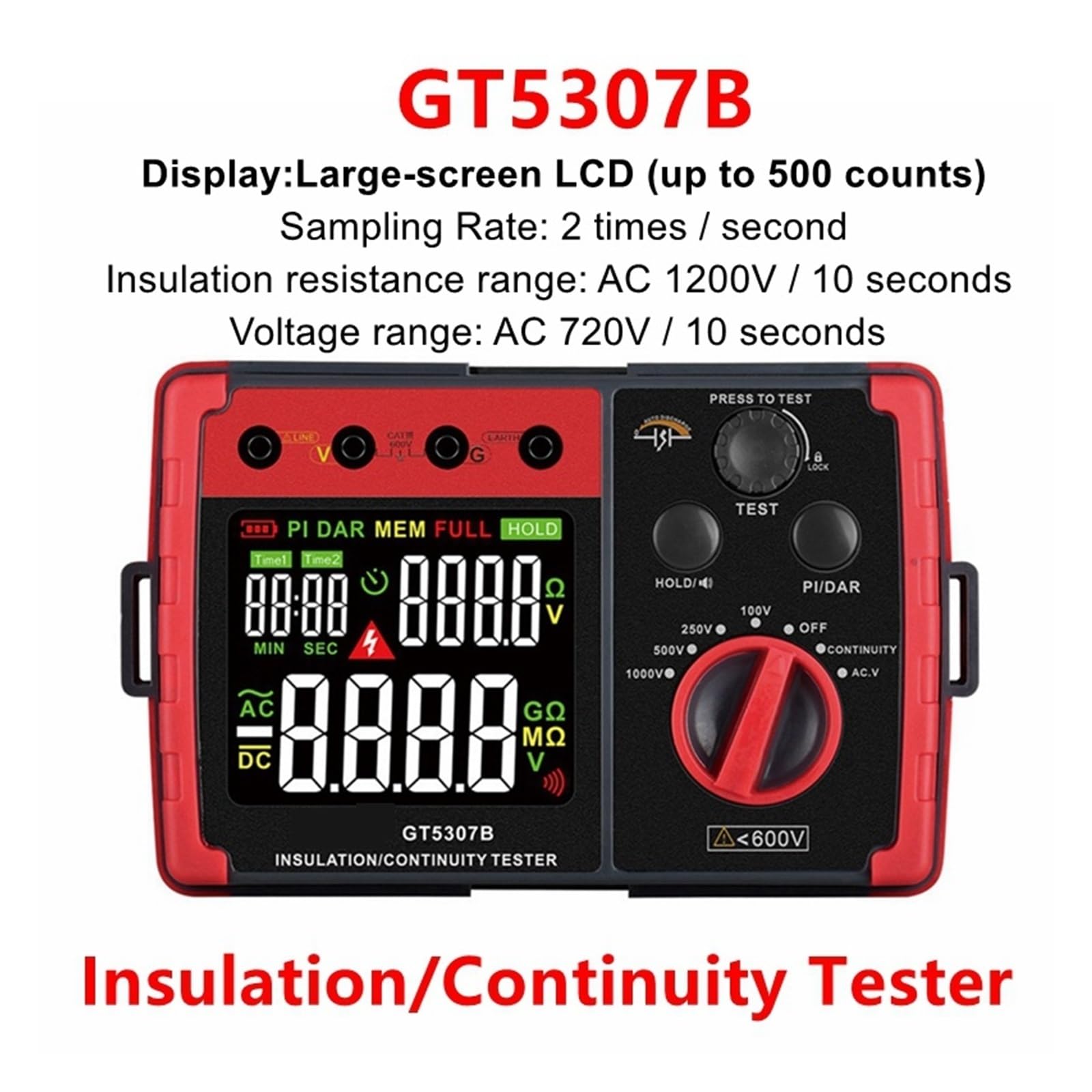 Testeur d'isolation, Testeur D'isolation/continuité De Haute Précision GT5307B Mesure Résistance Interne Avec Écran LCD