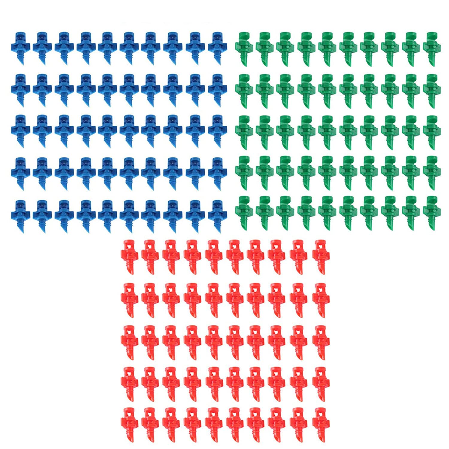 ZAYI 90 180 360 Degree Atomizing Sprinkler Sprayer, Micro Atomizing Sprinkler Push-in Micro Sprayer Lrrigation System fit for Agriculture,Hydroponic and Aeroponic Irrigation, 3Colors, 150PCS