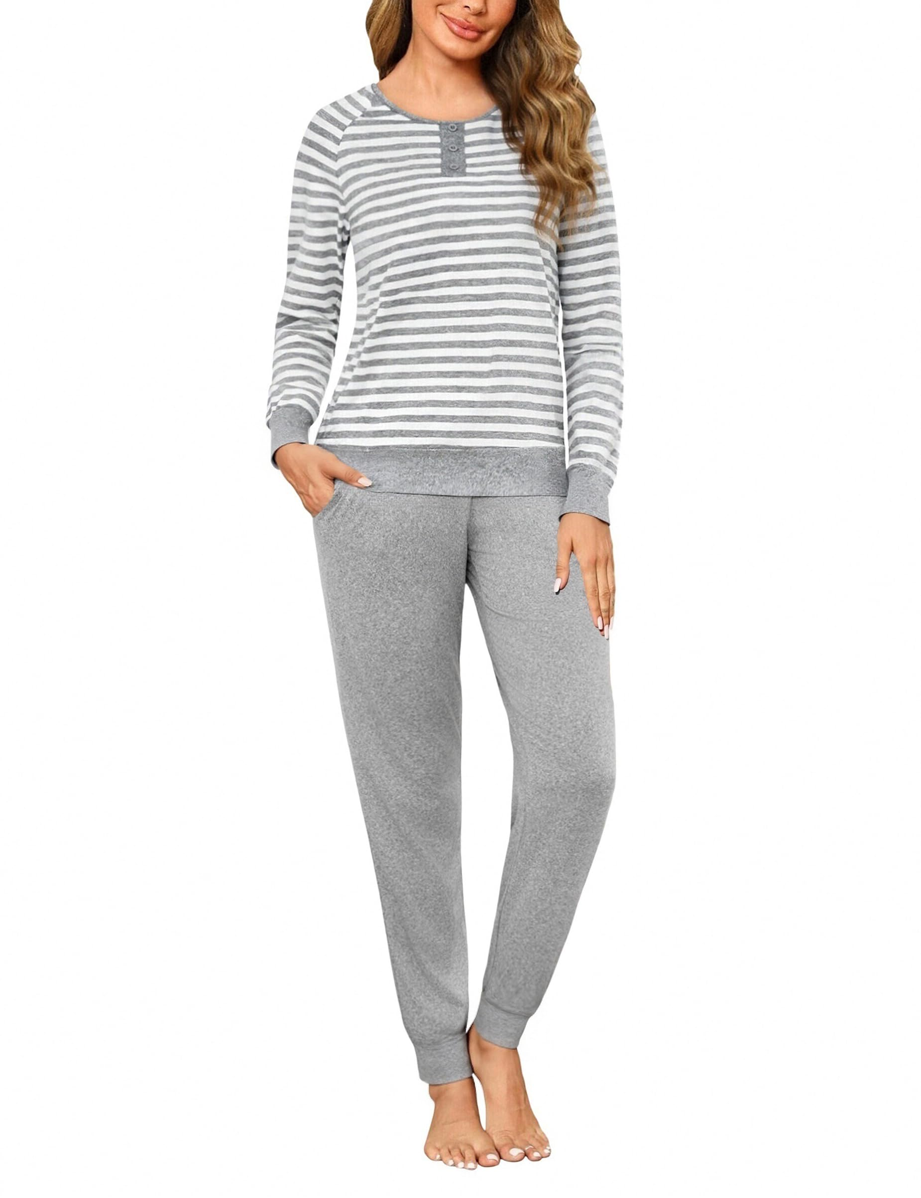 Nieery Damespyjama, lang, katoen, winterpyjama, nachtkleding