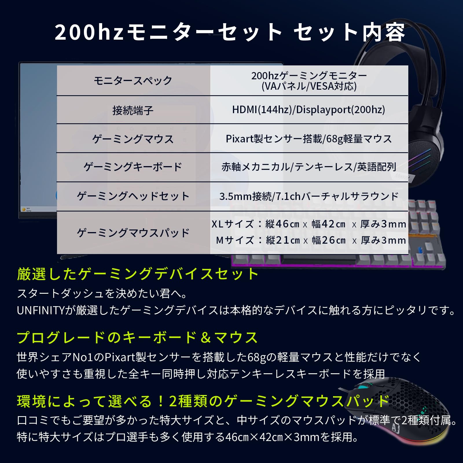Amazon.co.jp: 【GT1030搭載パソコン＆200hzモニターセット】 UNFINITY