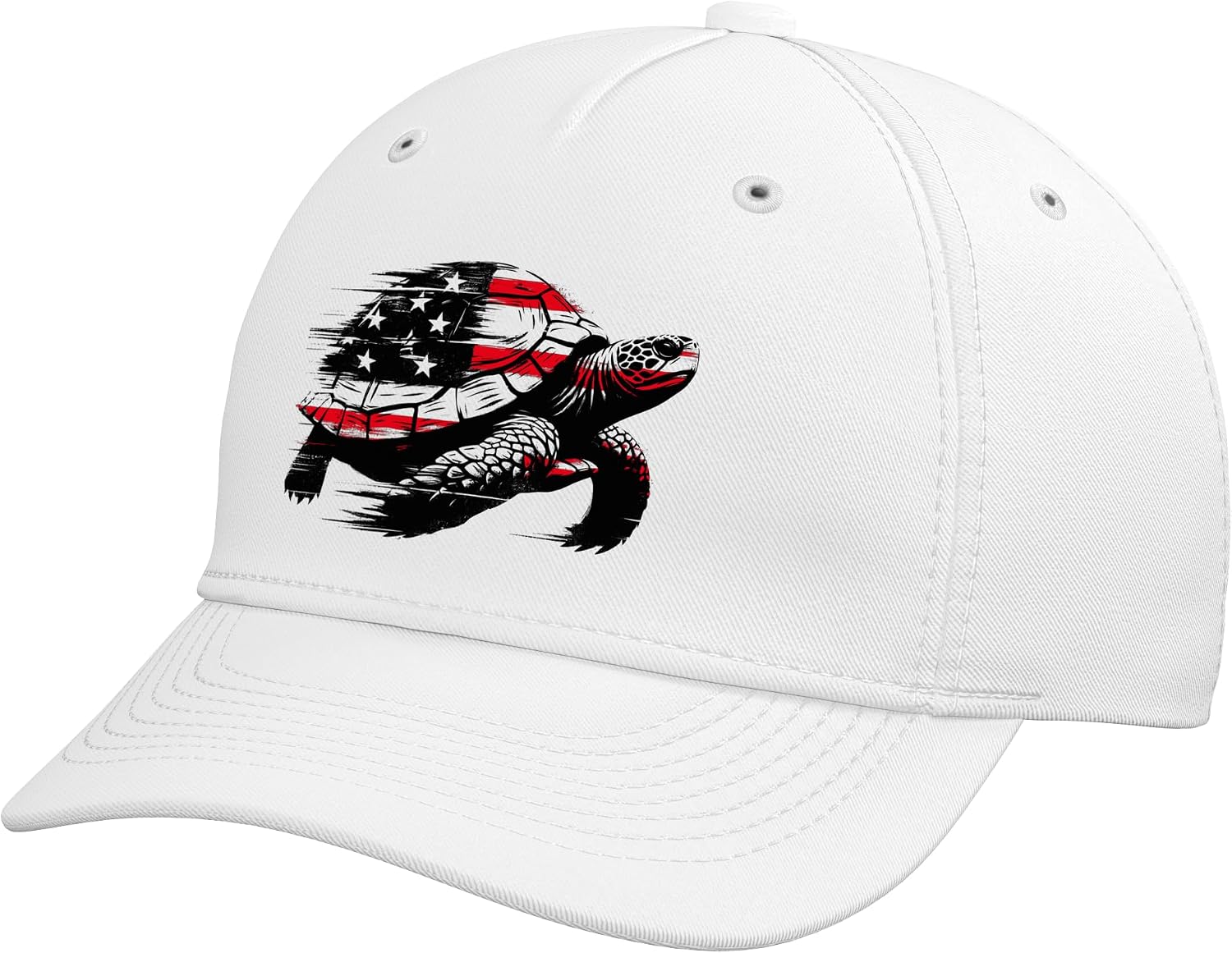 Turtle American Flag - Patriotic USA Tortoise Lover Adjustable Baseball Hat