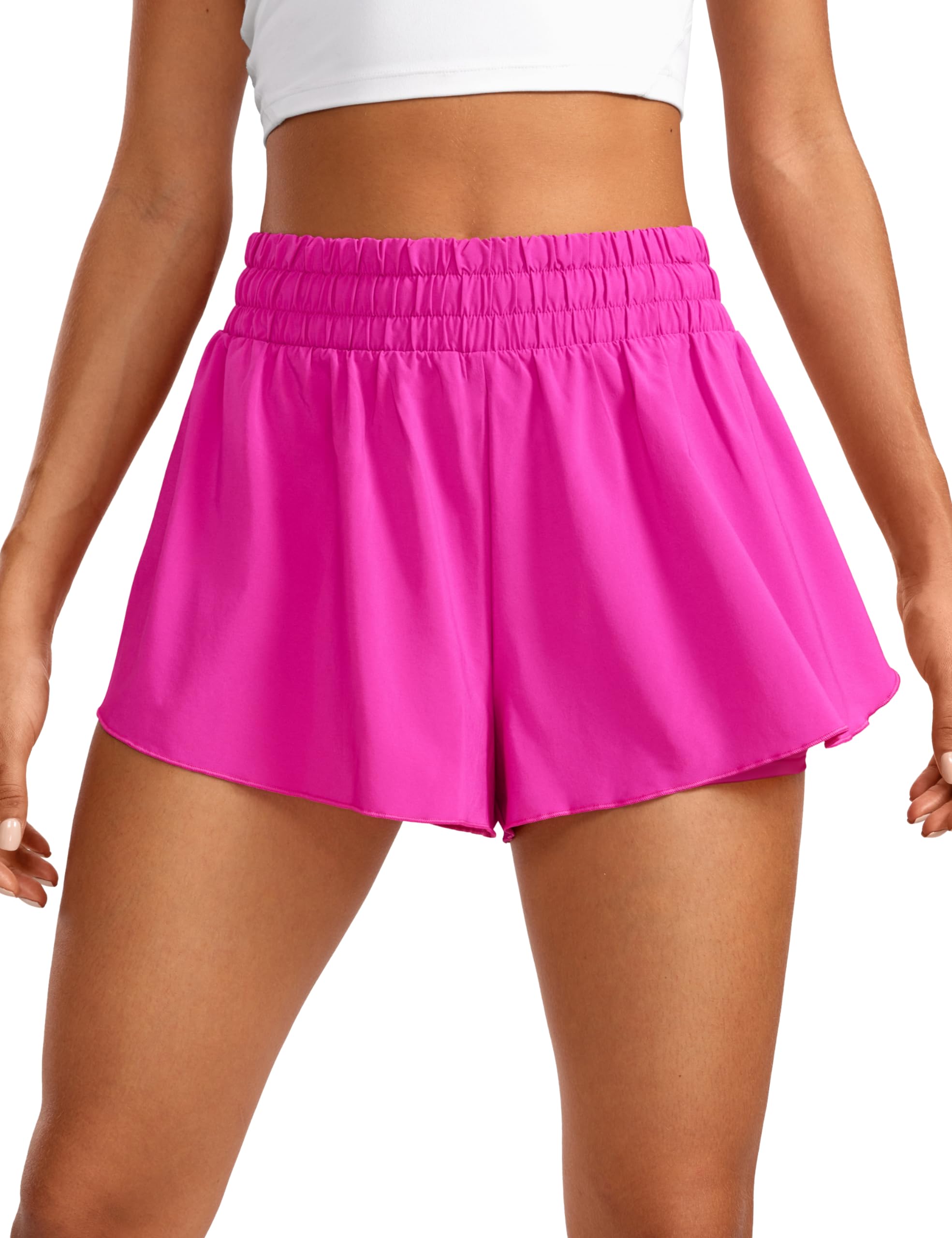 CRZ YOGA 2 in 1 Split Flowy Running Shorts for Women 3" - High Waisted Quick Dry Skirts for Tennis Workout Athletic Lounge
