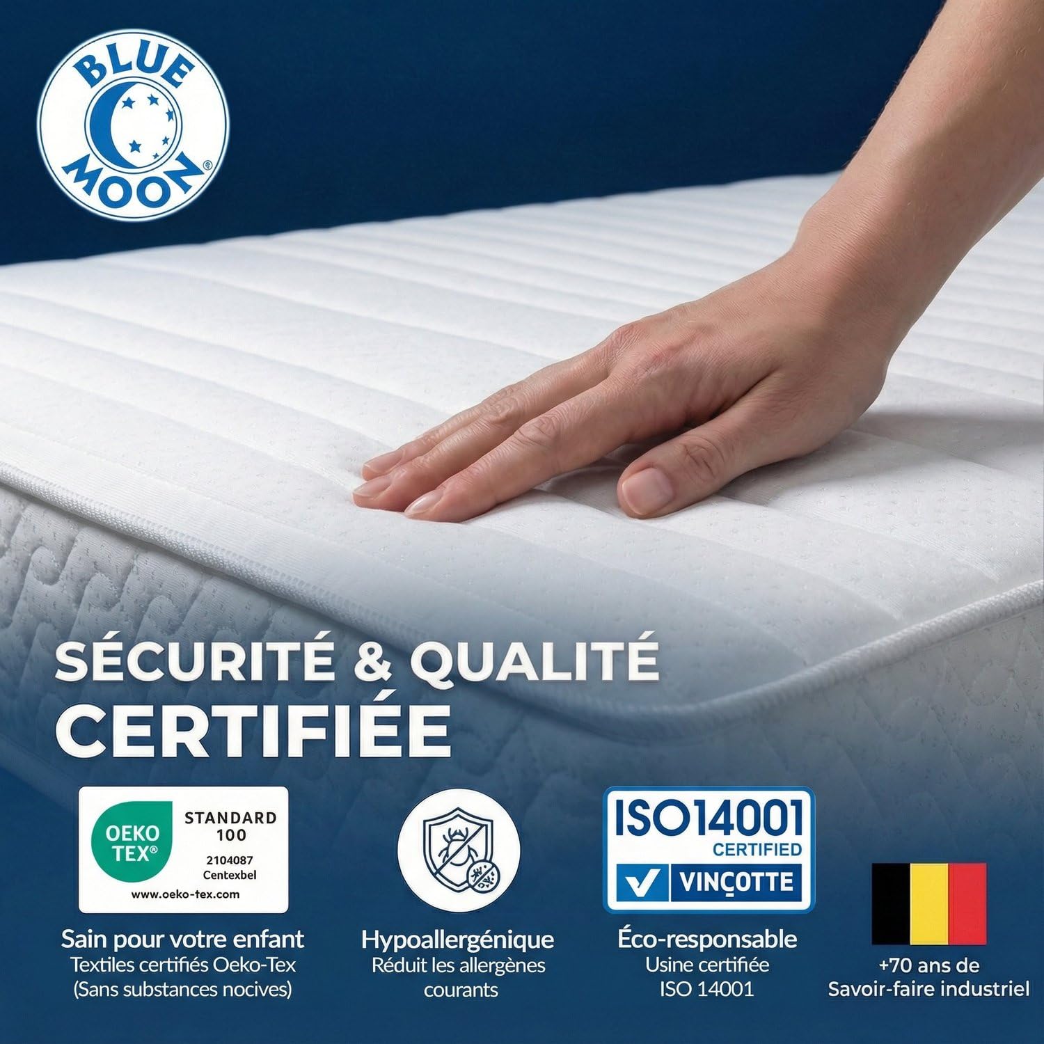 Blue Moon Matelas Easy 80x200 | Mousse Ferme Haute Résilience | 17 cm