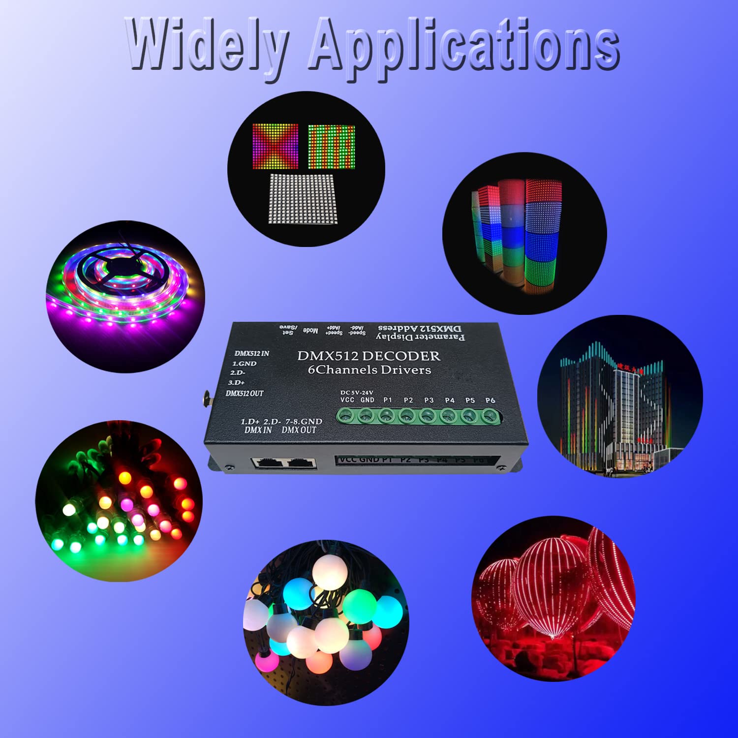 Stage Light Controller 6-Channel DMX512 Decoder For LED Strips – 10A ...