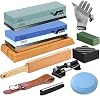Sharpening Stone for Knives – Professional Stone Double-Sided Sharpeners 4001000 & 30008000 Grit 12pcs Includes Bamboo Base, Angle Guide and Cut Resistant Glove