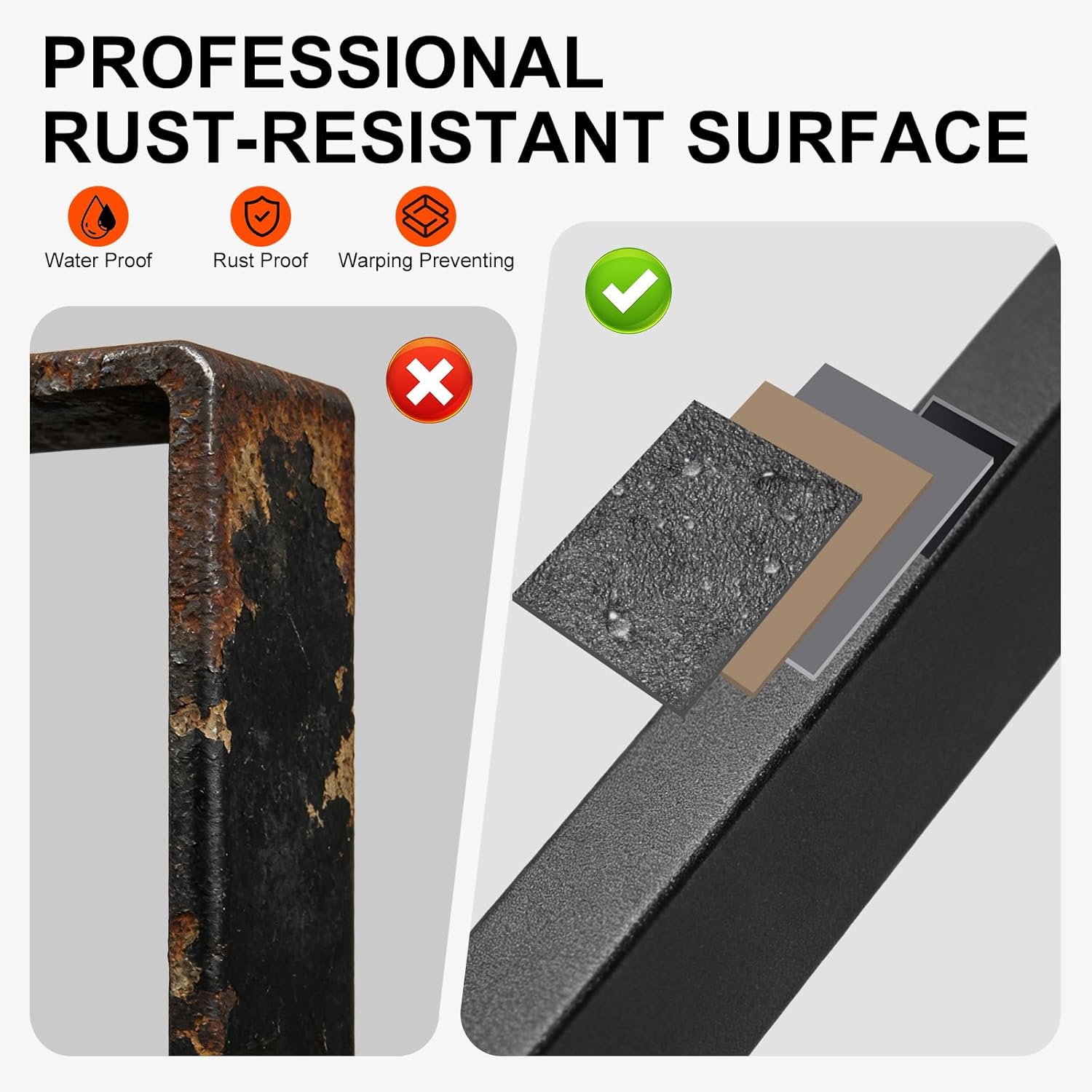 2Pcs U Shaped Staircase Handrails 35'' Height, Matte Black Wrought Iron Handrail, Rustproof Stair Railing for Indoor &Outdoor Use