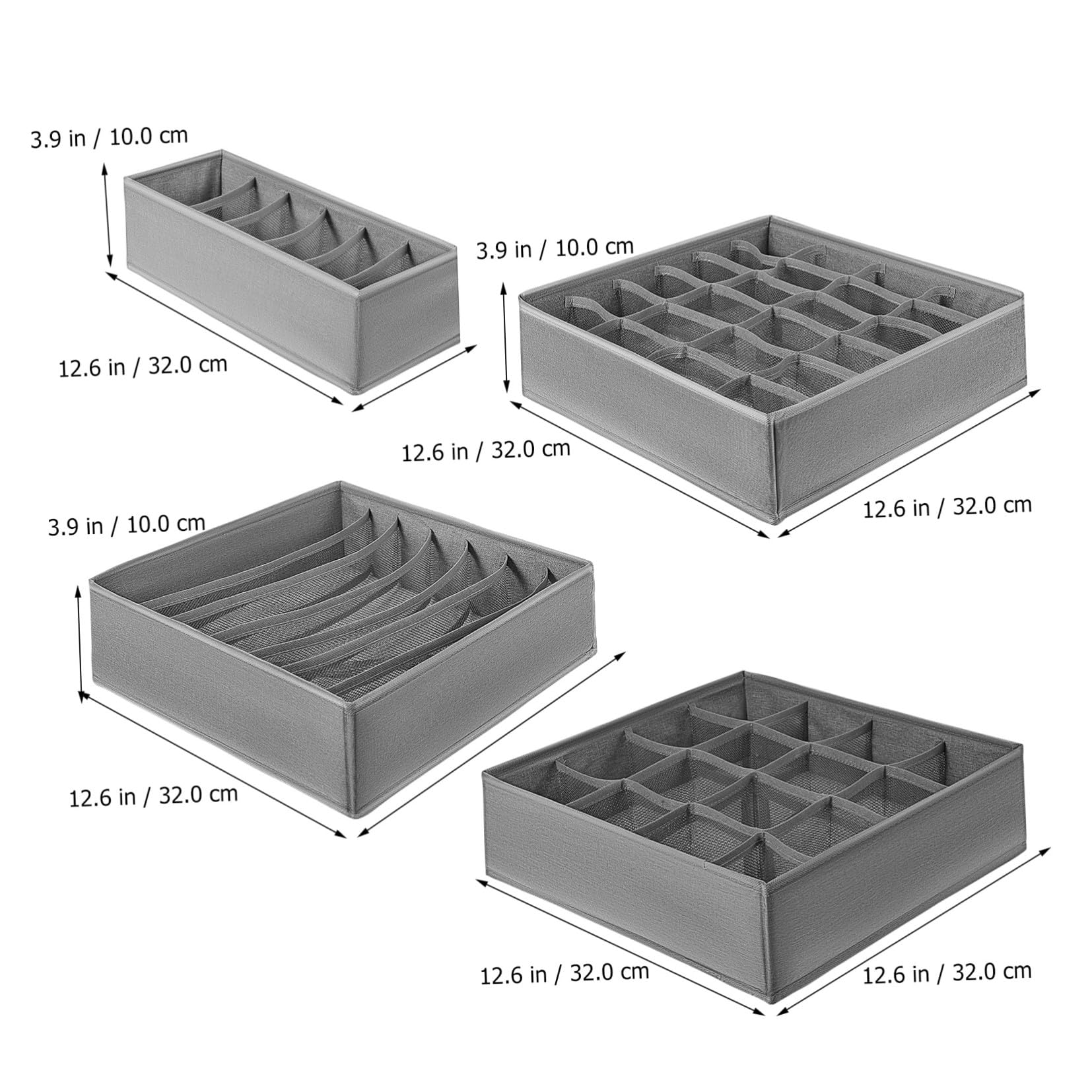 4stücke Faltbare aus Robustem Kationikstoff mit Pp panelen Vielseitige Aufbewahrungsboxen für Unterwäsche Socken Krawatten und Babykleidung Platzsparend und Waschbar