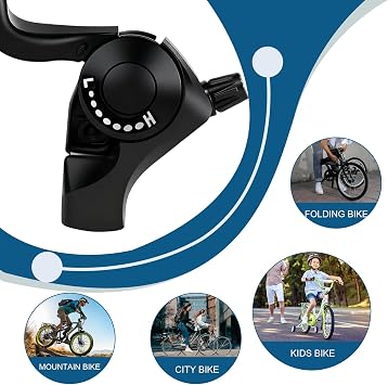 21 Speed Bike Shifter Brake Lever Set 3x7 Thumb Shifter with Gear Indicator Bicycle Gear Shifters (KD30-3X7)
