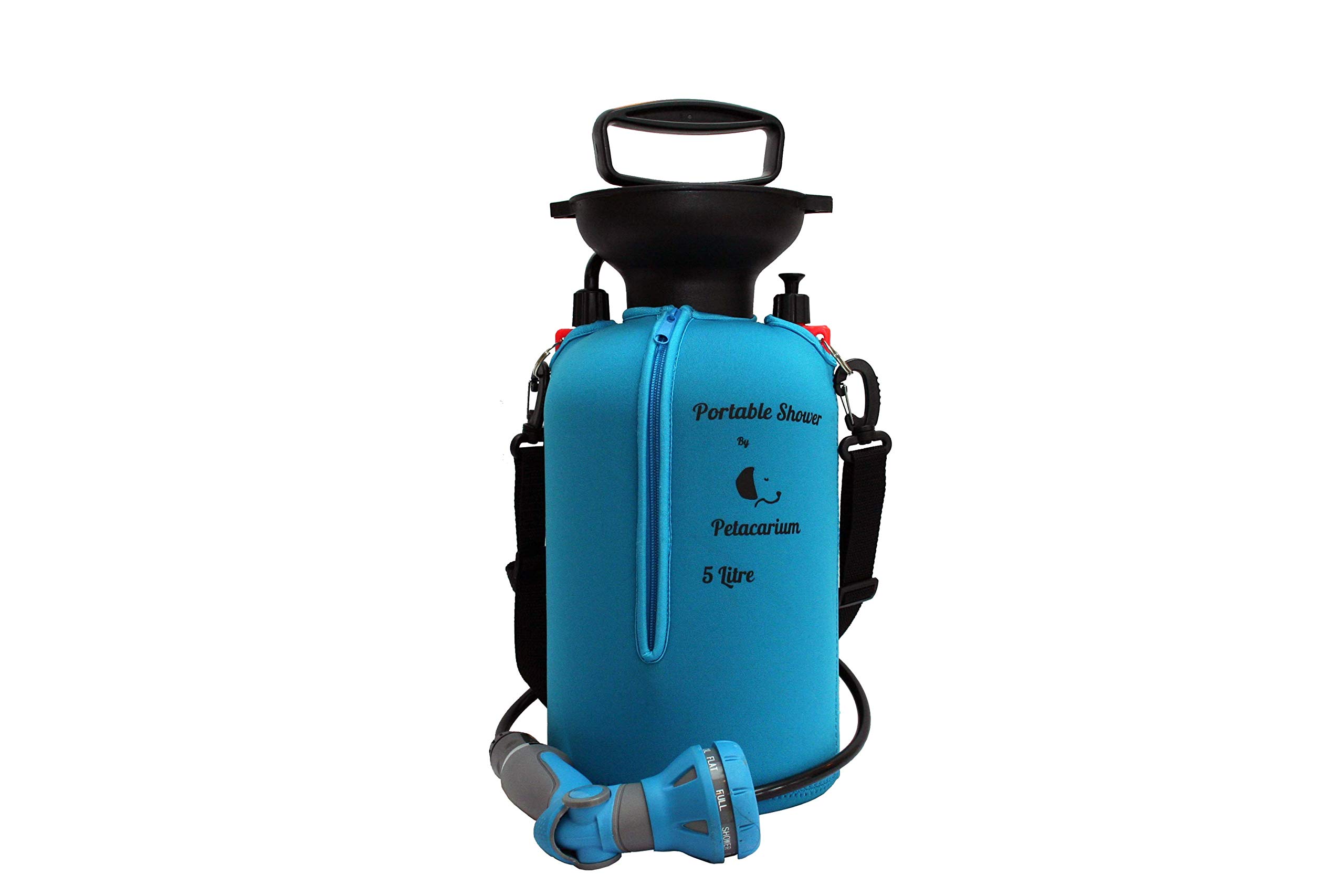 Petacarium Insulated Portable Shower (5 Litre, Blue) for Dogs, Camping, Paddleboarding, Muddy Walks