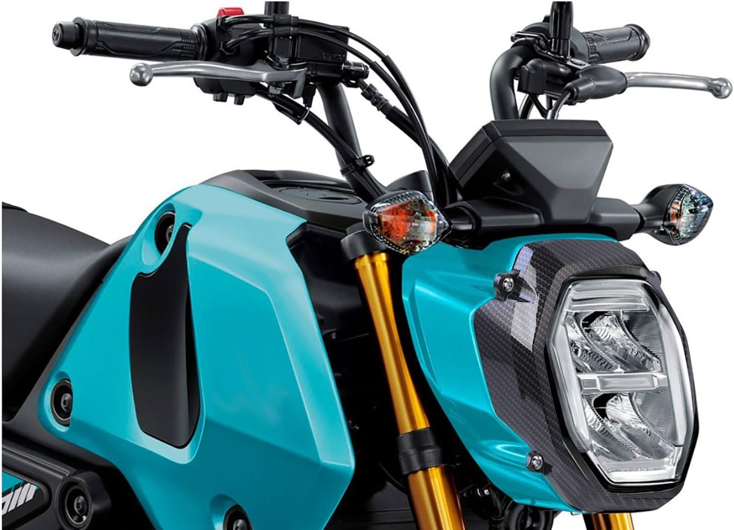 Mokuo Motorcyle Fairing Parts,Front Head Decor Cover in ABS Material Compatible with 2021-2024 Honda Grom Msx 125 SF,Carbon Fibre Color