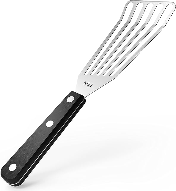 Stainless Steel Metal Cooking Spatula - Burger Turner - Griddle Scraper - Meat Turner for Barbecue - Grill Spatula - BBQ Spatula - Commercial Grade - Perfect for Cast Iron Skillets and Flat Top Grills