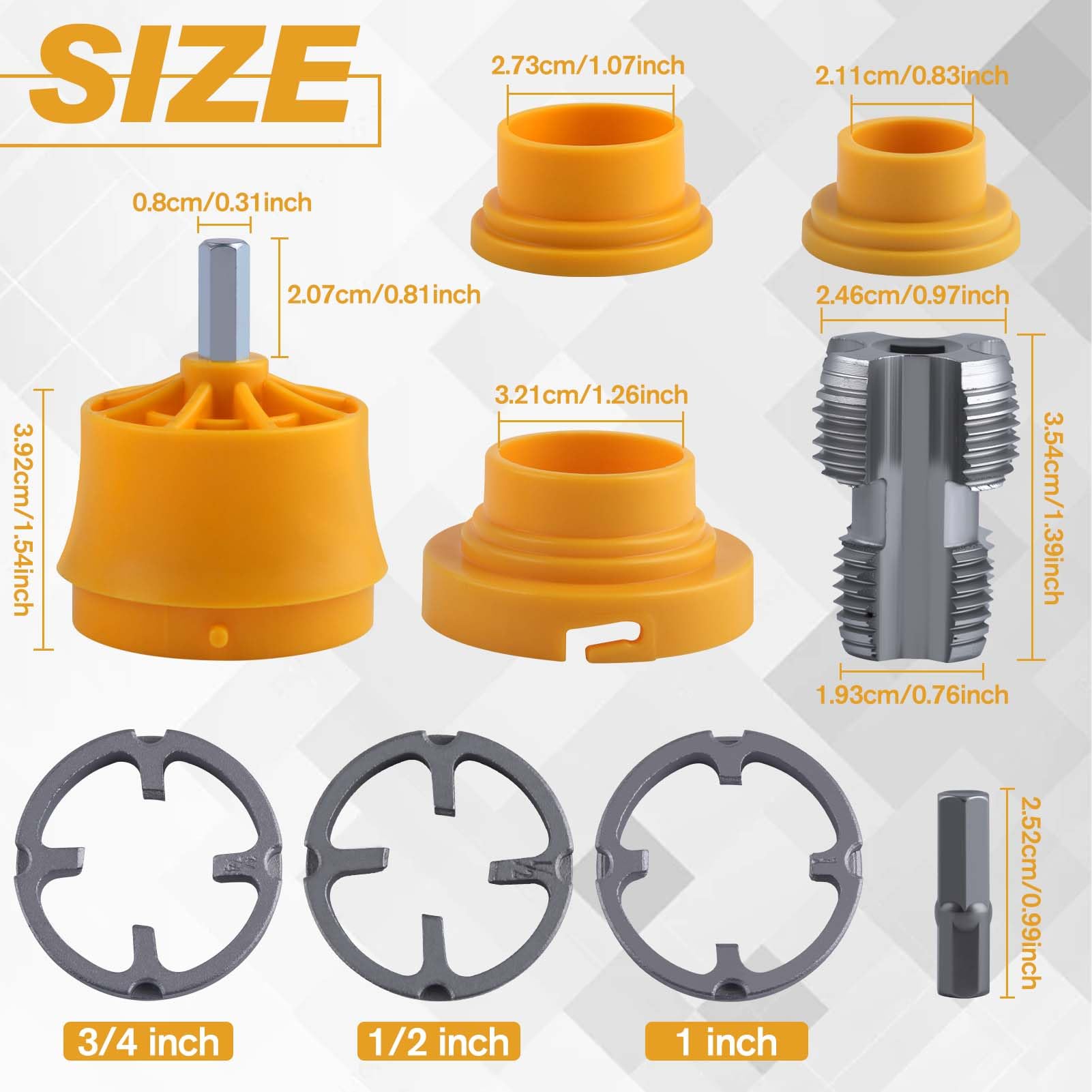 SPEEDWOX 8PCS Electric Drill Compatible PVC Pipe Threader Kit with Various Die Sizes PVC Thread Maker Tool for Electric Drill Pipe Threader Plumbing Tool with 3 Dies 1/2" - Image 2