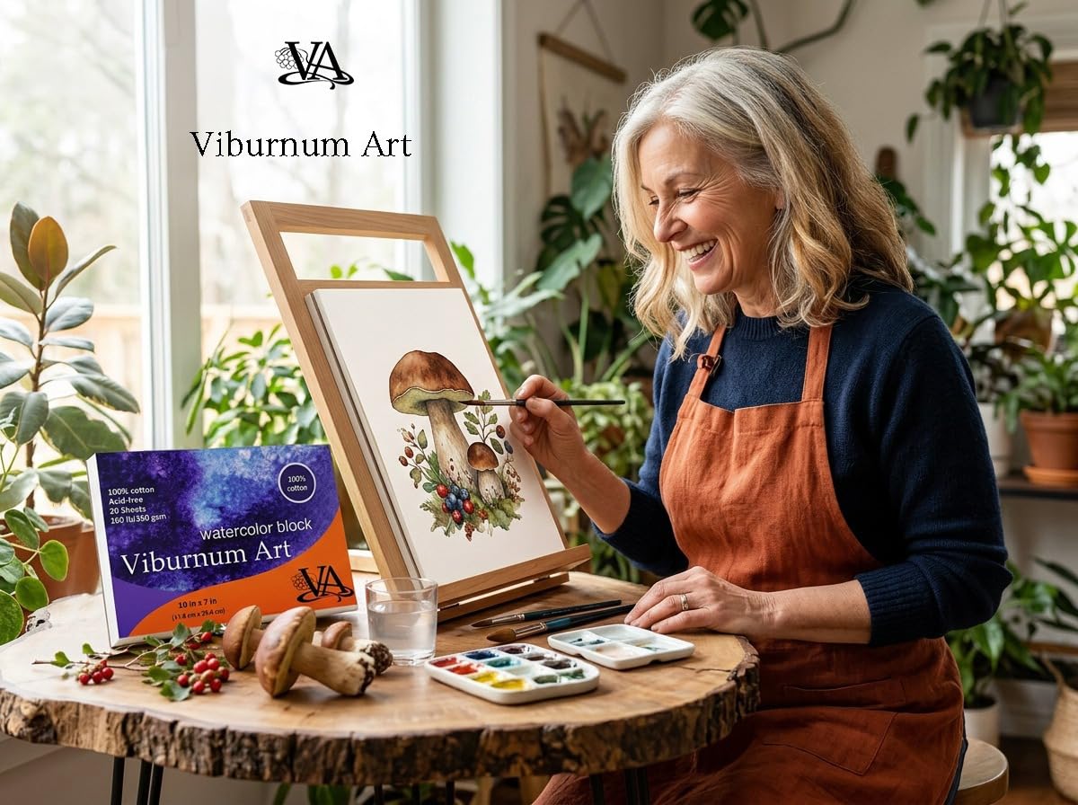 Viburnum Art Bloc de papier aquarelle en coton 72,6 kg/350 g/m² Presse à froid Bloc de papier aquarelle pour adultes et étudiants 20 feuilles 25,4 x 17,8 cm