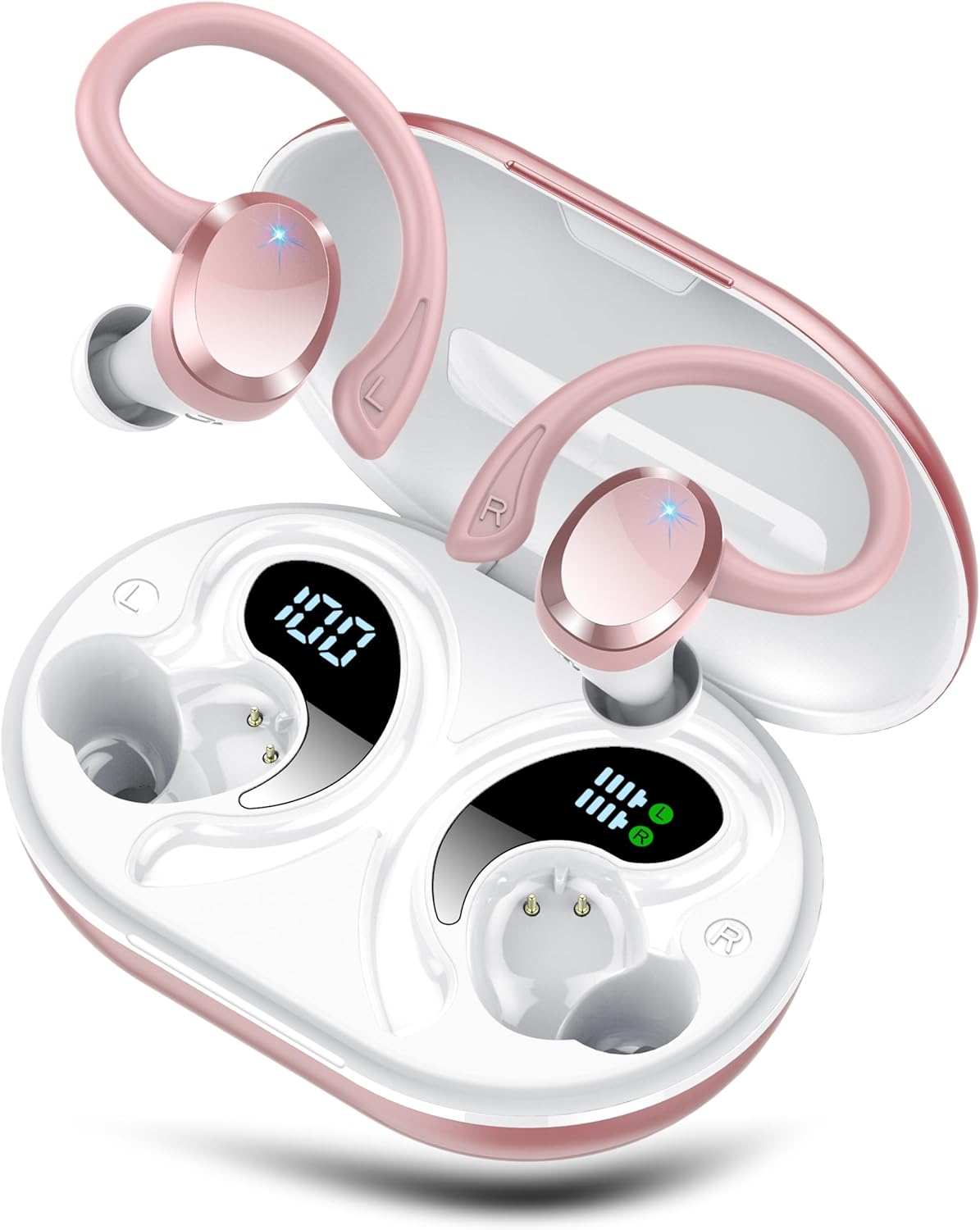 Cuffie Bluetooth, Auricolari Bluetooth 5.4 con Stereo Hi-Fi, Display LED, 68 Ore Cuffie Wireless con 4 ENC Cancellazione Rumore Microfono , 2026 Nuovo Impermeabile IP7 Cuffie Wireless per Sport