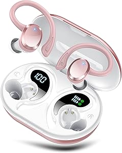 Wireless Sports Headset, New Bluetooth 5.4 Headphones with HD Microphone HiFi Stereo LED Display, Noise Reduction, IP7 Waterproof 68H Wireless Headphones, Comfortable Fit, USB-C