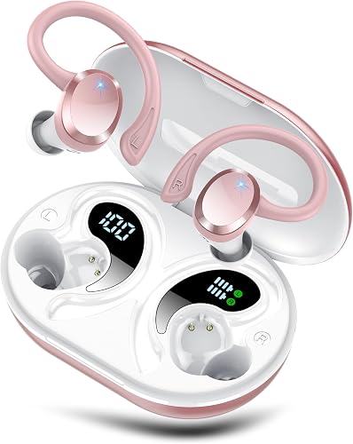 Auriculare Inalámbricos Deportivos, Nueva Auriculares Bluetooth 5.4 con HD Micrófono HiFi Estéreo Pantalla LED, Reducción de Ruido, IP7 Impermeable 68H Cascos Inalambricos, Ajuste Cómodo, USB-C