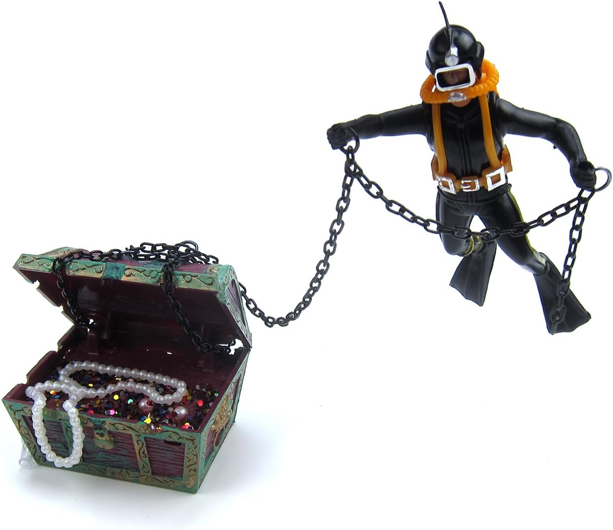 Alfie Pet - Dewi Aquarium Floating Diver Ornament - Color: Orange