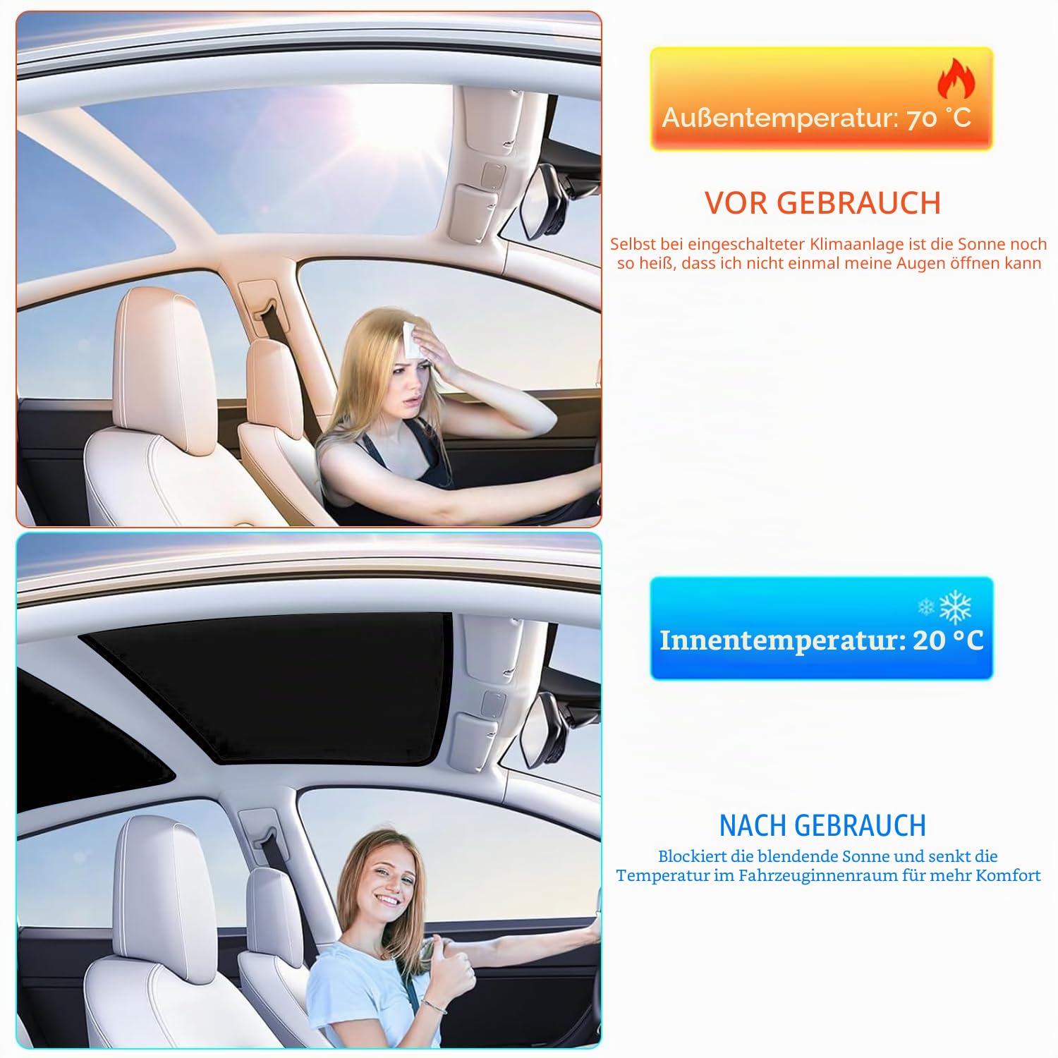Arcoche Sonnenschutz für Tesla Model 3 von 2026 2025-2018, Isolierung, Wärme- und UV-Schutz, Sonnenschutz für das Glass Dach, Highland Zubehör