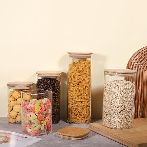 Miniatura 6 de Tarros de vidrio para almacenamiento de alimentos de 76 onzas, juego de 3, recipientes de almacenamiento de vidrio transparente para alimentos con