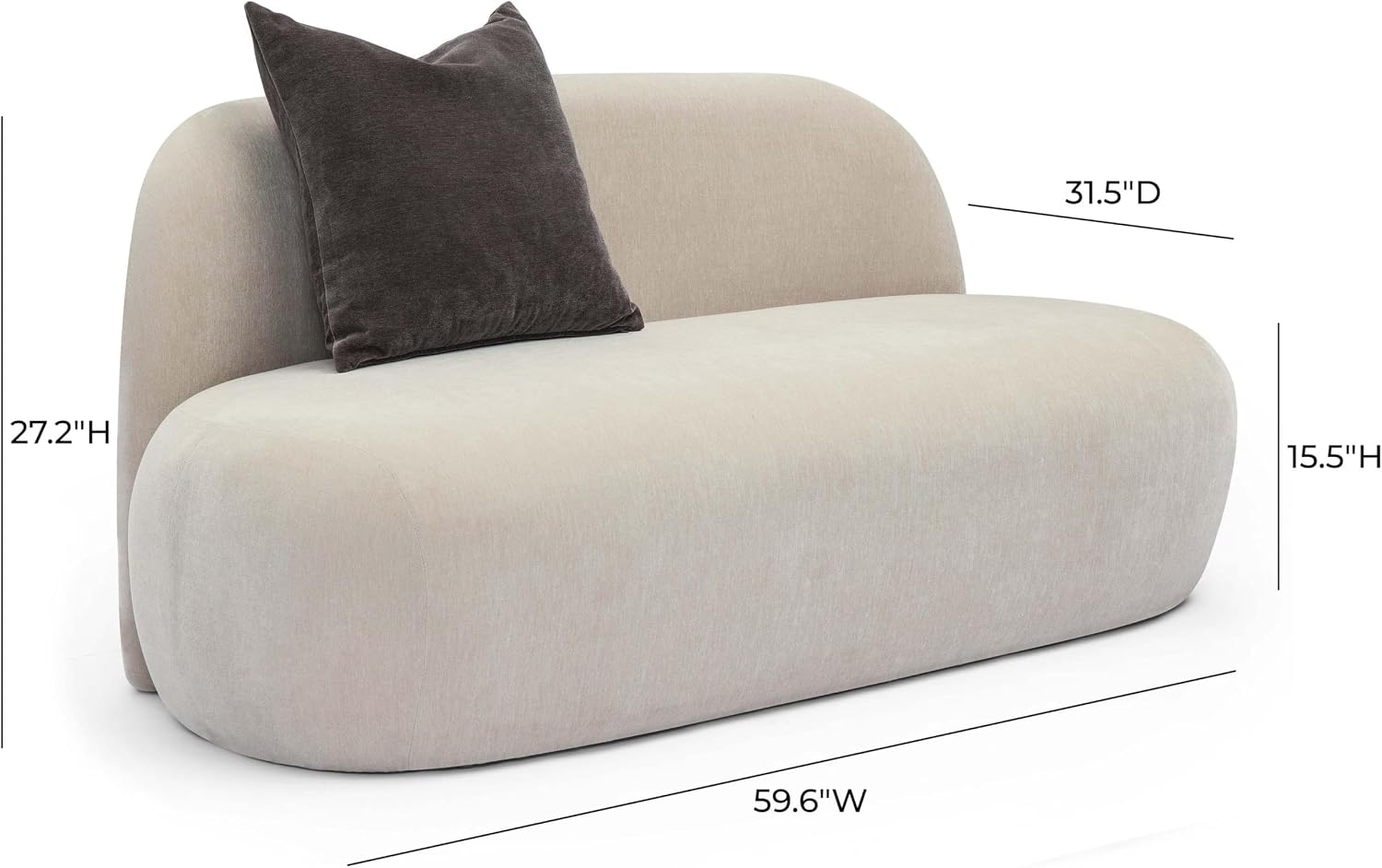 Tov Furniture Carraway Upcycled Chenille Loveseat (Taupe)