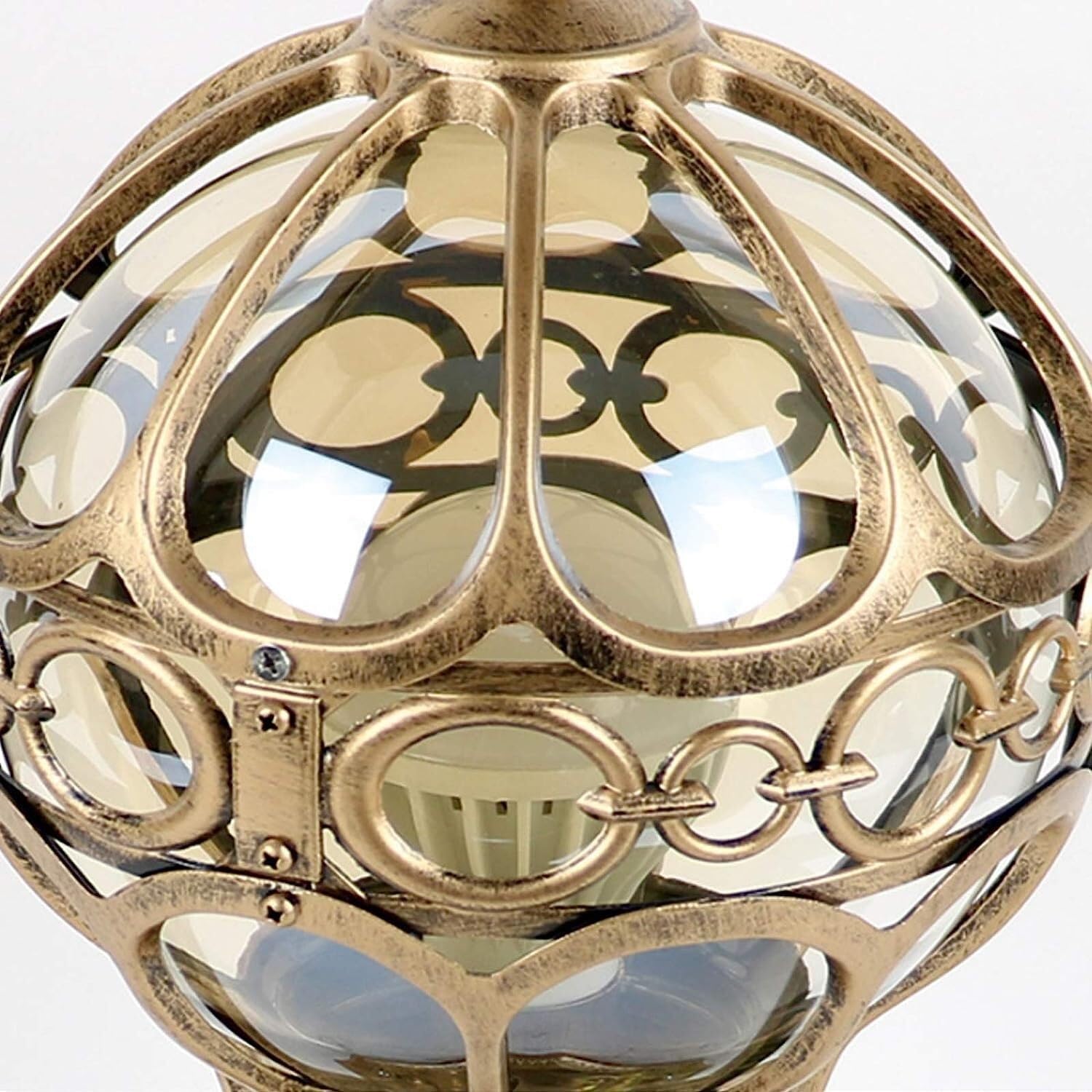 Lámpara Poste Pilar De Luz Globo para Exteriores, para Jardín, Villa, Columna Aluminio, Poste Vidrio, Paisaje para Patio Exterior Jardín(Bronze,27 * 51 * 14 cm)