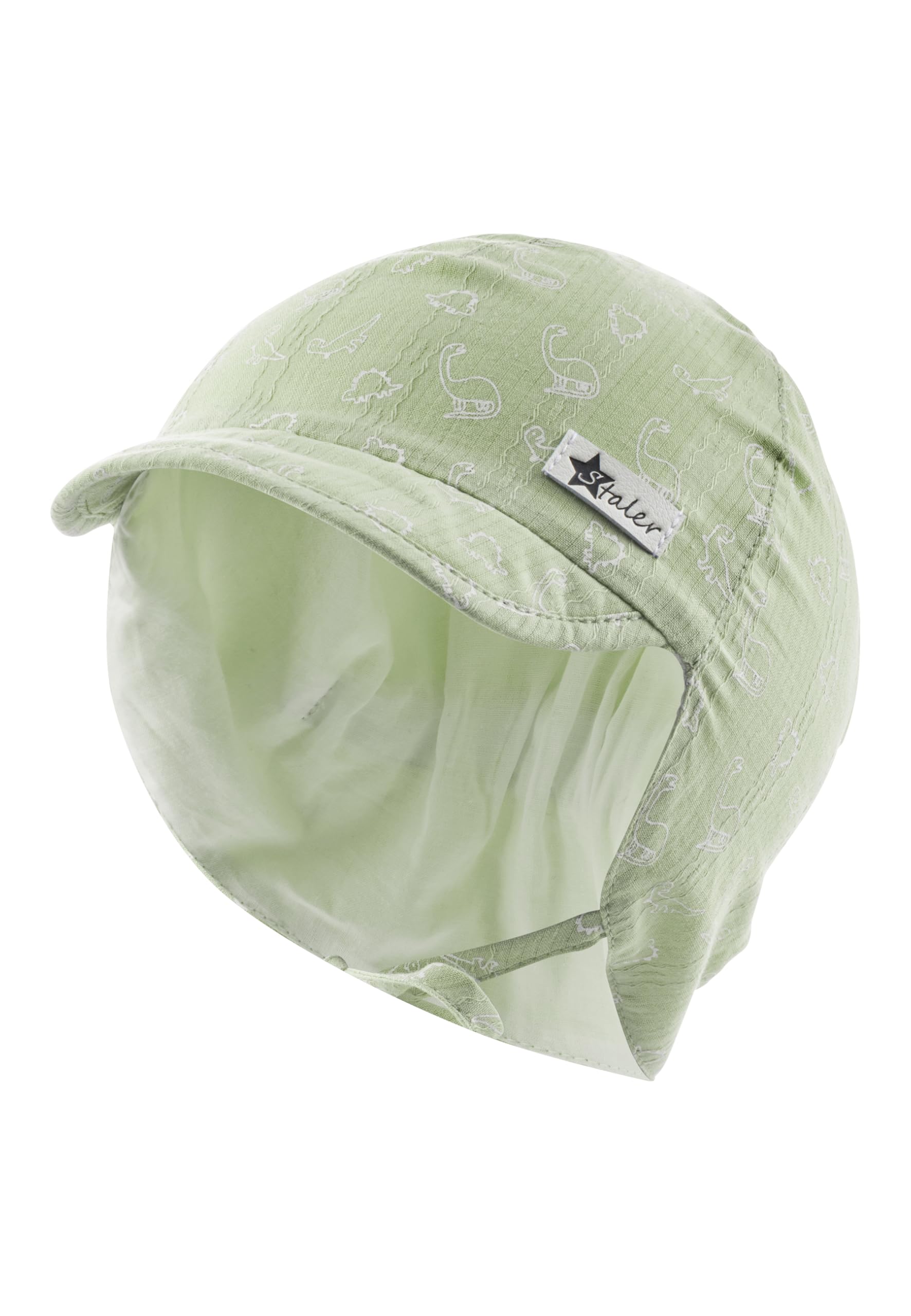 Sterntaler Schirmmütze Nacken Saurier - Jungen Mütze aus Baumwolle - UV-Schutz 30 Sommermütze mit Ohrenklappen und Bindeband - Sonnenhut - Baby und Kinder Kopfbedeckung