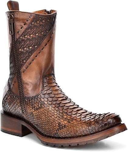 Miniatura 2 de Cuadra Bota para hombre en piel auténtica pitón y piel bovina con cremallera