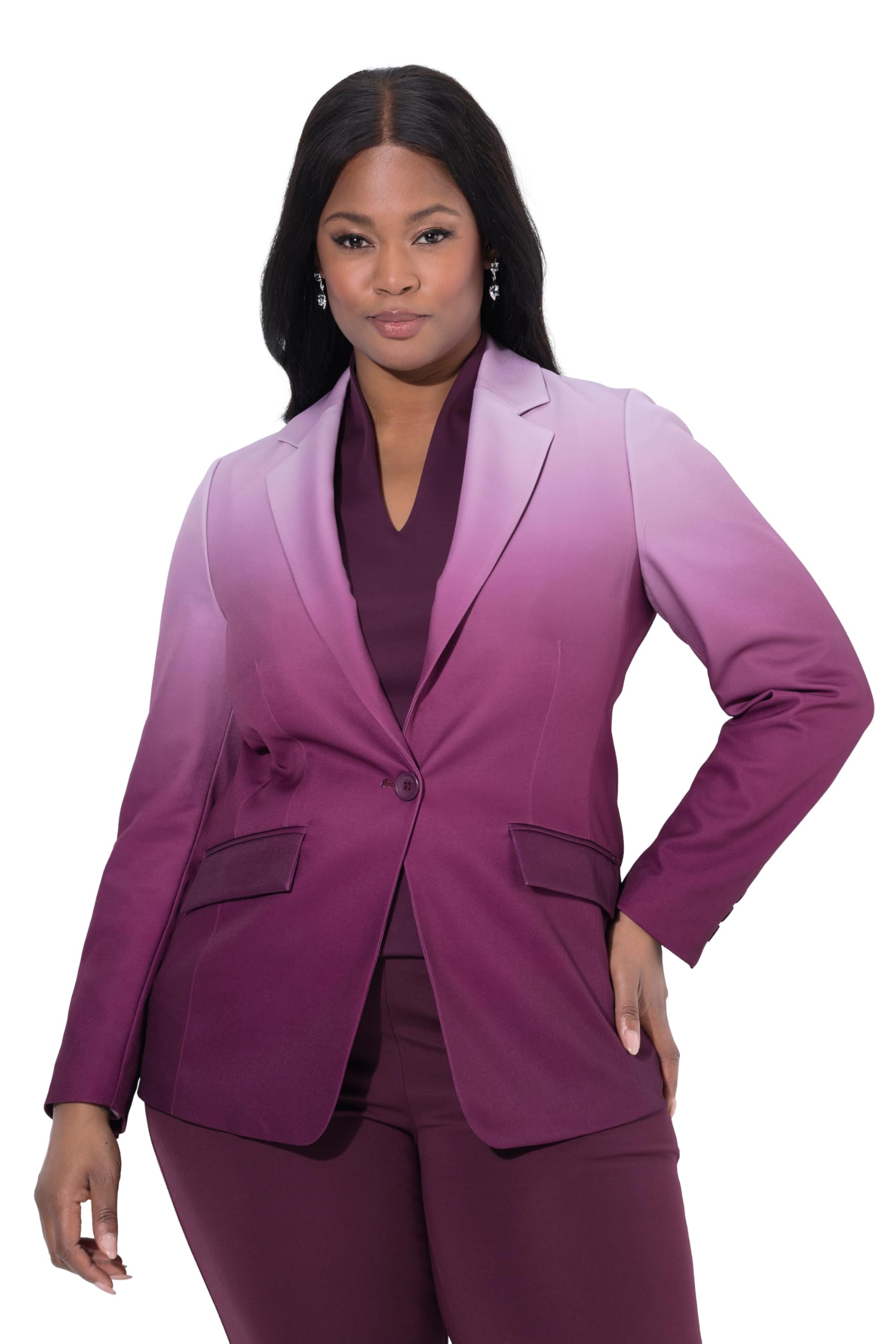 Ulla Popken Damen große Größen Übergrößen Plus Size Blazer, Farbverlauf, Reverskragen, Komplettfutter 841937