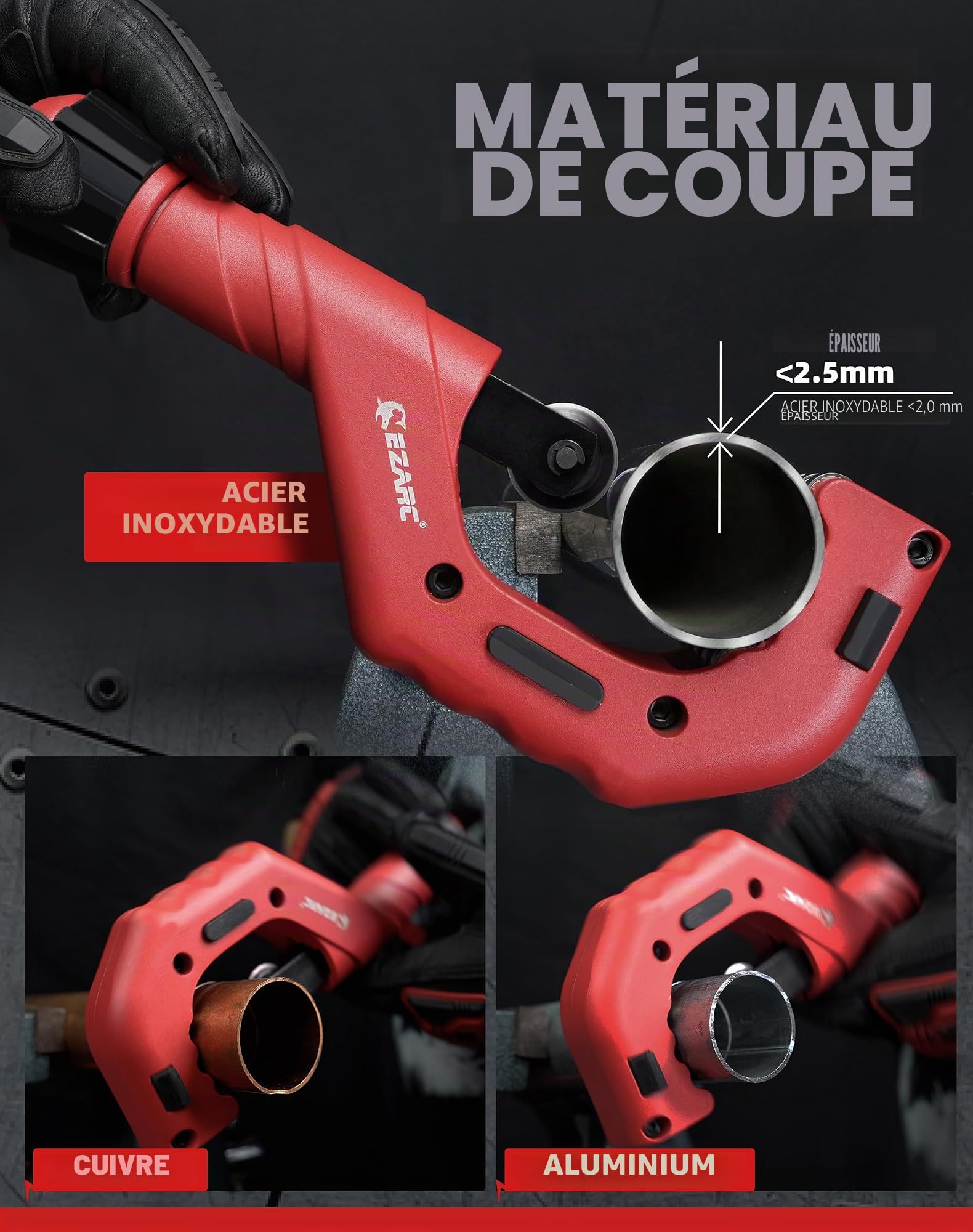 EZARC Coupe Tube Robuste 6-70mm, 2 Pièces Coupe-Tube en Acier Inox, Ensemble avec Mini Coupe Tube pour Couper de l'Acier Fin, des Tuyaux en Cuivre et en Aluminium