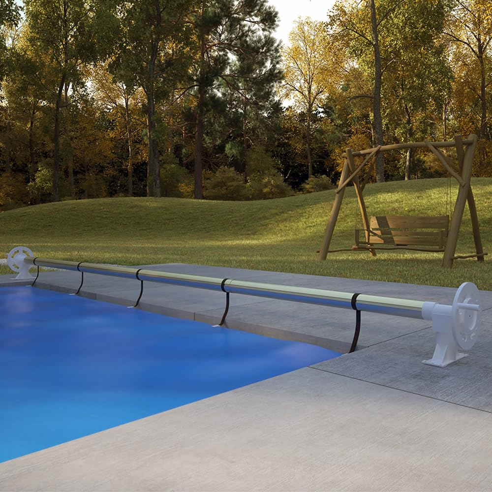 Oskar OK-Living Poolaufroller, Silber, mit Aluminium-Teleskoprohr, Länge verstellbar für Poolabdeckungen