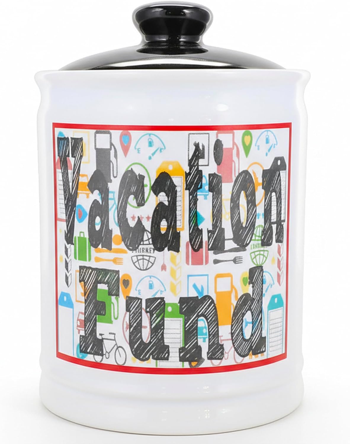Cottage Creek Jars Vacation Fund Travel Piggy Bank | Ceramic Trip Fund Jar & Travel Money Jar | Home & Bedroom Decor Vacation Essentials Savings Storage Container | Gifts for Women, Men, Couples