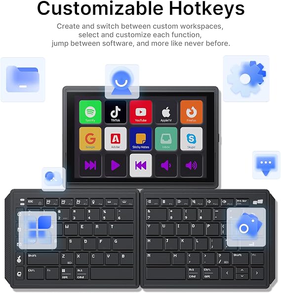 MP Mobile Pixels Tetra Ergonomic Keyboard with 8-inch Central Touchscreen
