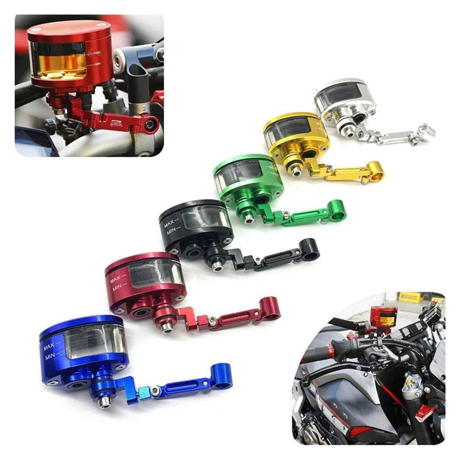 Depósito de Fluido de Frenos para KA&WASAKI Z750 para 650 Taza De Depósito De Aceite Fluido De Cilindro De Tanque De Motocicleta Universal(Rojo,B)