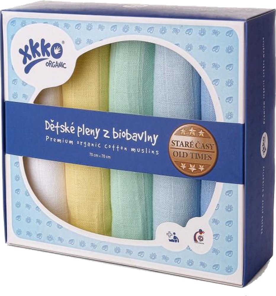 langes mousseline COTON BIO Lot de 5 pastels Boy 70 x 70 cm