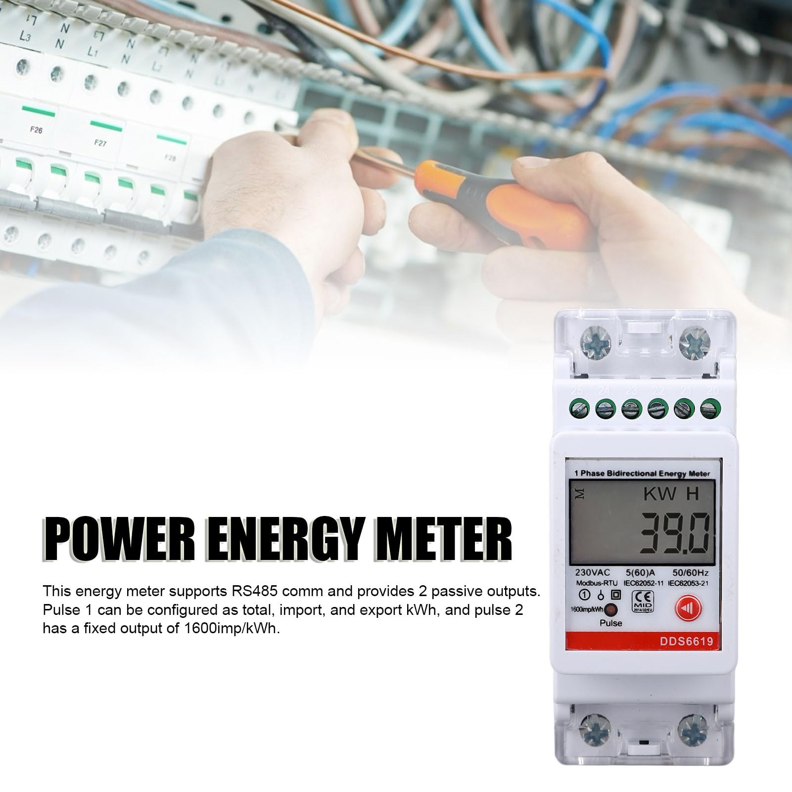 Fafeicy Contatore Fotovoltaico Bidirezionale, 230V 5A
