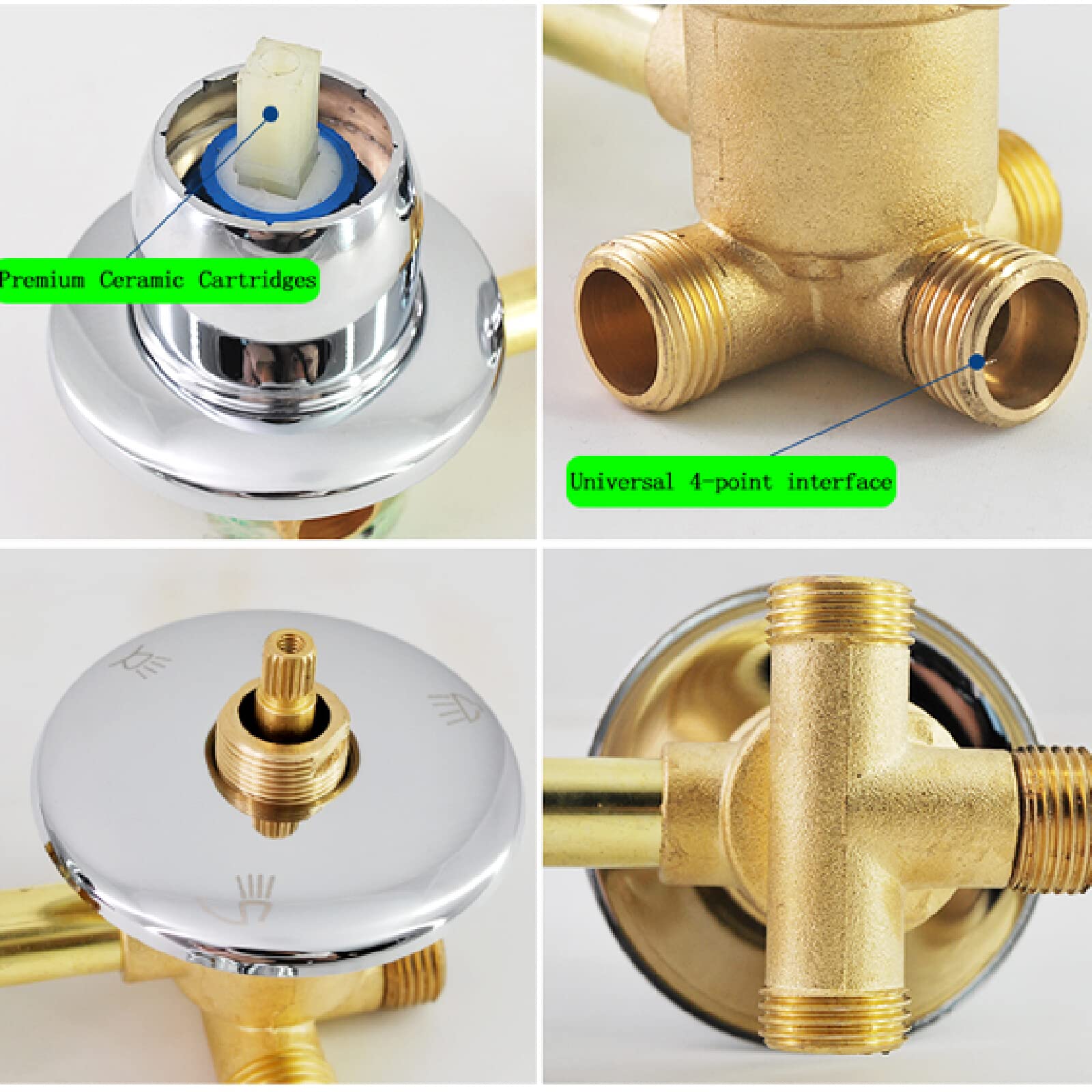 Grifo Mezclador De Ducha De Latón Integrado Con Salida De Agua Roscada G1/2 "2/3/4/5, Válvula Mezcladora De Interruptor De Agua Fría Y Caliente Para Cuarto De Ducha,3 Vías