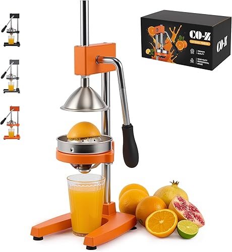 CO-Z Exprimidor manual de cítricos, exprimidor manual de alta resistencia con placas de presión cónicas y planas, exprimidor profesional de limón