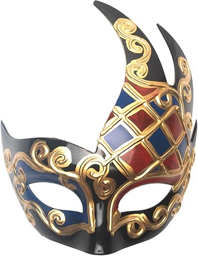 Máscara de mascarada para hombre, vintage, veneciano, Mardi Gras, Halloween, Navidad, fiesta de máscaras (negro, multicolor)