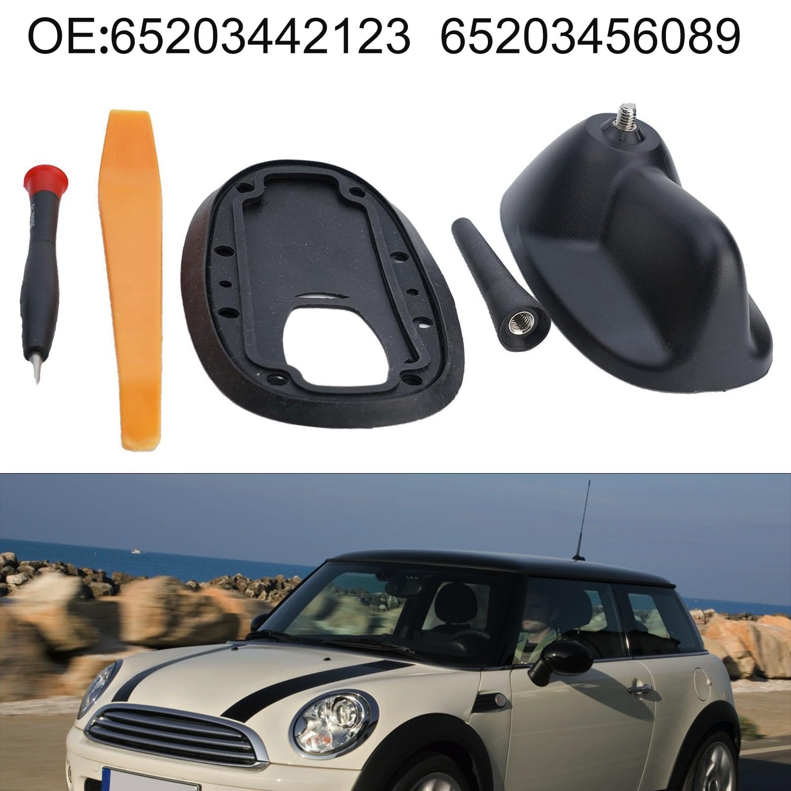 Antenne Baugruppe Antenne Assembly Ersatz für BMW MINI Clubman R55 R56 Ersatzteil 65203442123 65203456089 Schwarz Kunststoff 3-teilig OEM Direkter Ersatz Plug-and-Play Installation