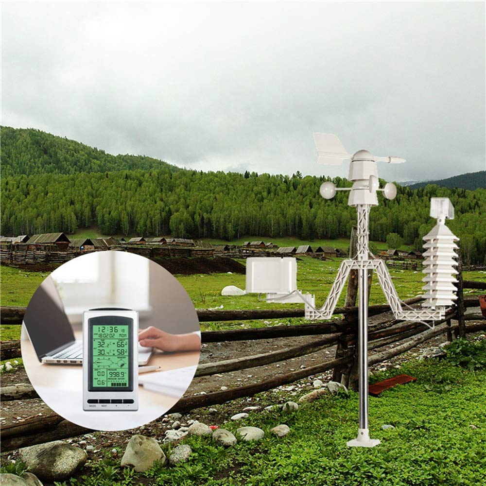 Estación meteorológica, estación meteorológica solar profesional con conexión inalámbrica 433 Mhz, agricultura, jardín, balcón, hogar, medidor de temperatura y humedad, velocidad del viento