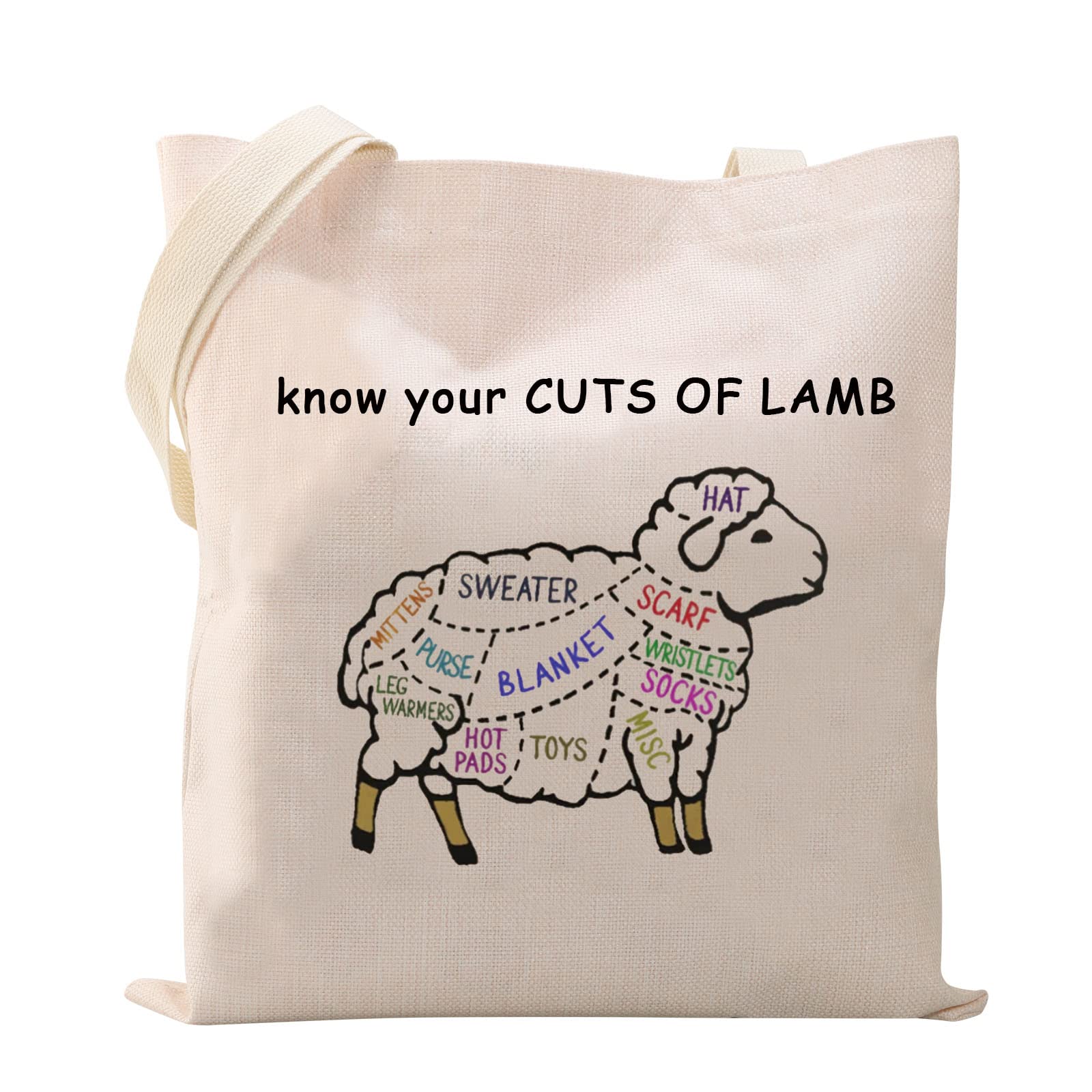 XYANFA Lamb Knitting Tote Bag - Gift for Knitter & Sheep Lover